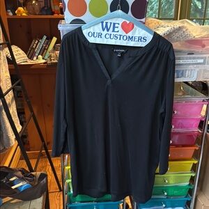 41 Hawthorn Black 3/4 Sleeve Mandarin Collar Blouse